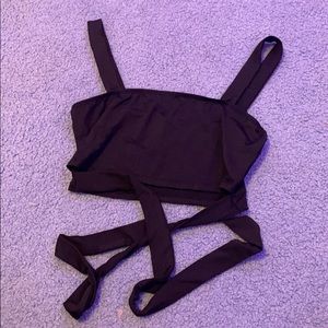 Black Crossbody tied Crop Top